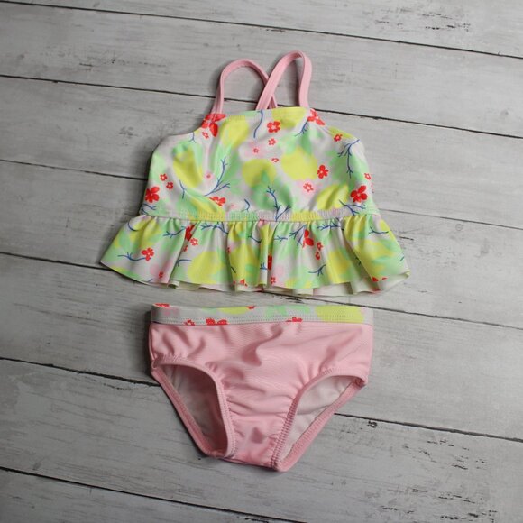 Wonder Nation Baby Girl Swimsuit Set Size 3-6 Months 2 Piece Lemons - Picture 1 of 4